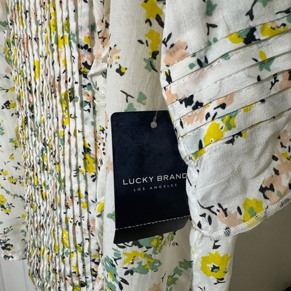 Lucky Brand Floral Ruffle Blouse - White and Yellow - Picture 6 of 11